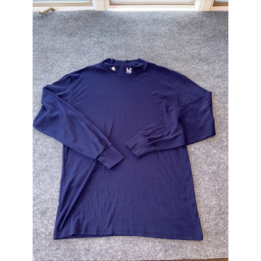 New York Yankees Mock Neck Turtleneck Majestic Official VTG Size 2 XL Blue 90's